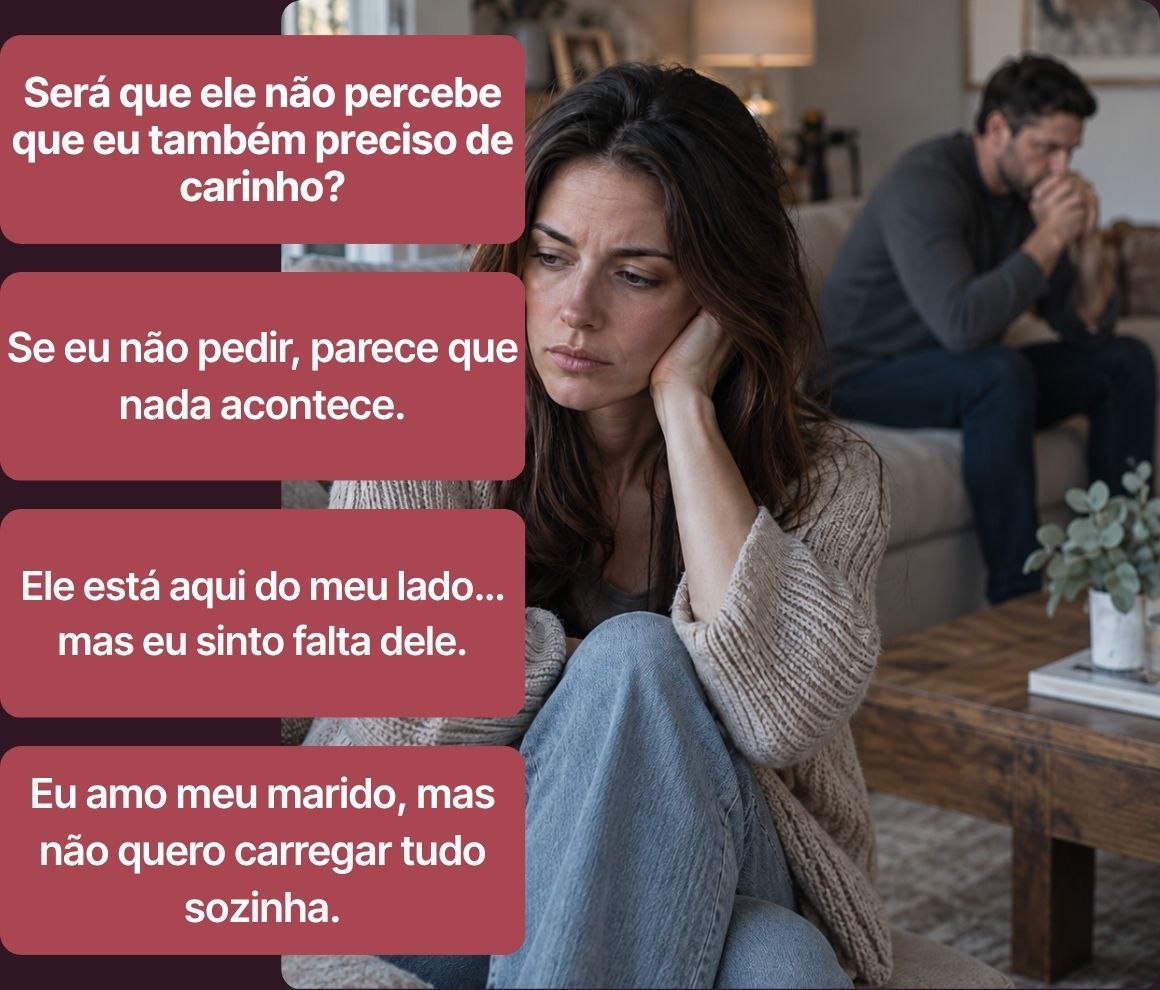 Ruminações mentais de uma esposa preocupada com o marido e o casamento