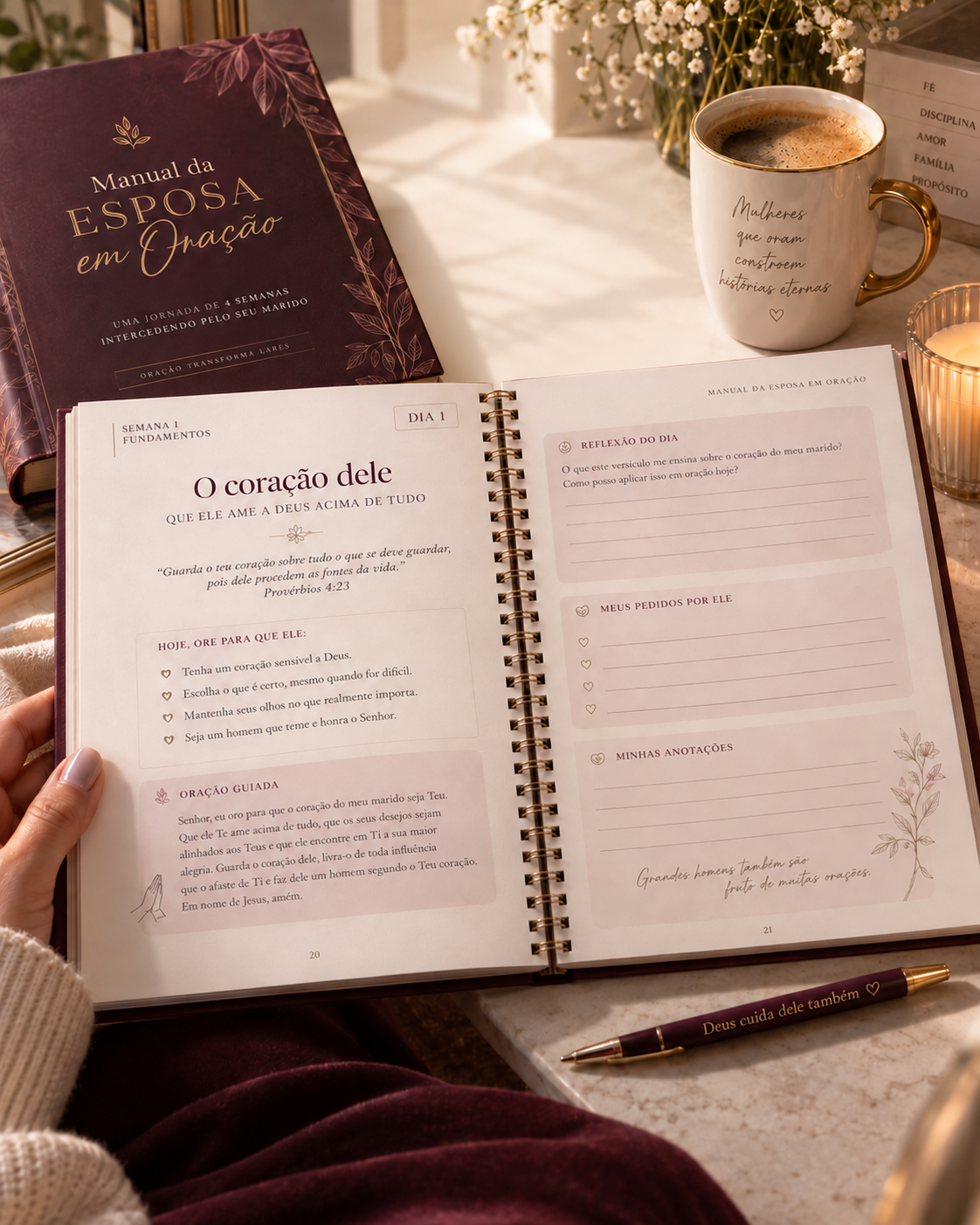 Manual da Esposa em Oração aberto no dia correspondente